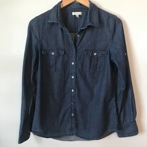 J.Crew dark chambray button down shirt, size 6